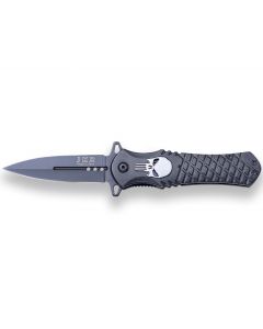 JKR spearpoint zakmes zwart met doodshoofd 